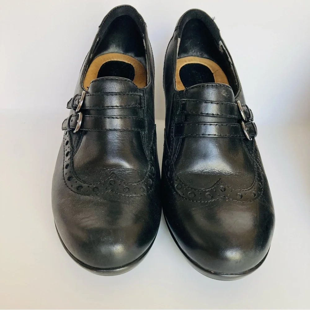 2 Pairs Earth Brand Latitude Black Leather Loafer Heels 6.5